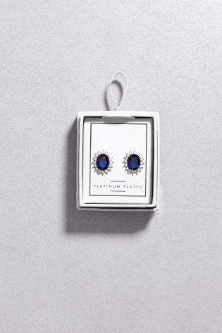 Platinum Plated Blue Stone Earrings